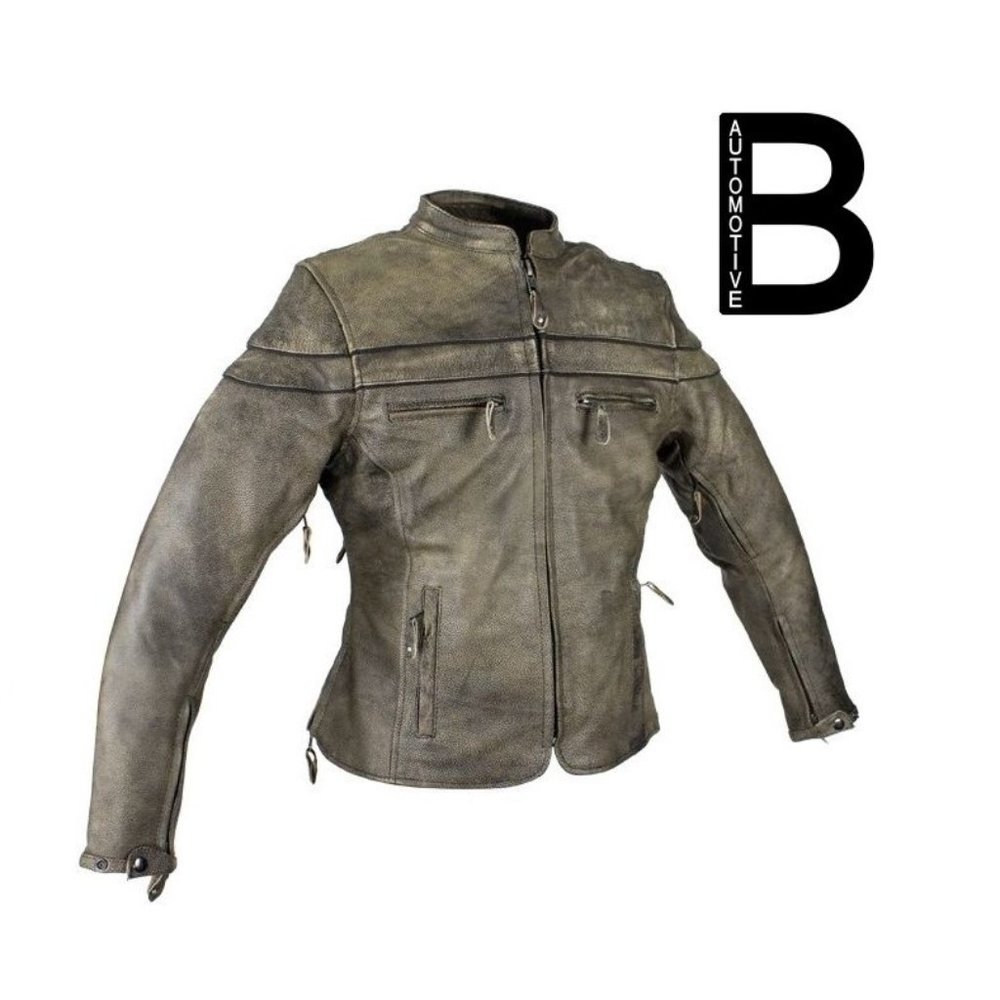 Distressed Cowhide Leather Concealed Carry Jacket